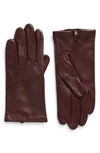 Cole Haan Silk Lined Leather Gloves In Pinot
