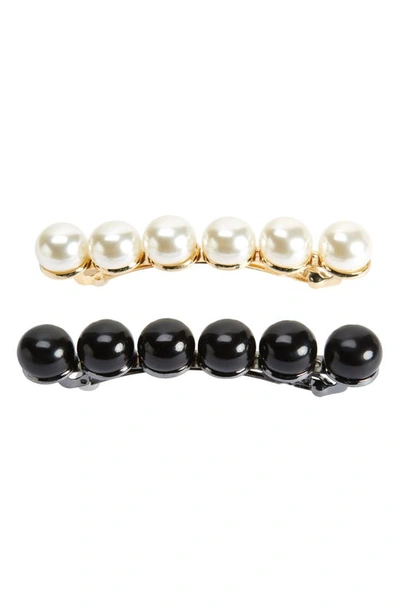 Tasha Assorted 2-pack Pearly Bead Hair Clips In Ivory/ Black