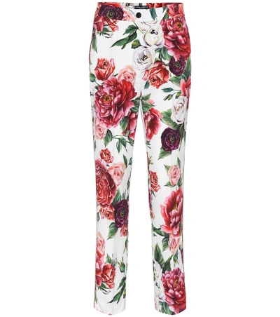 Dolce & Gabbana Floral-printed Silk-blend Pants In Peonie
