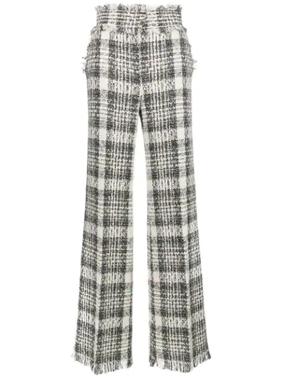 Msgm Tweed High-waisted Pants In Neutrals