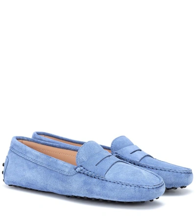 Tod's Gommino Suede Loafers In Blue