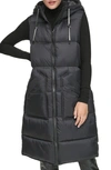 Andrew Marc Kerr Hooded Longline Puffer Vest In Black