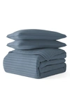 Ienjoy Home 3-piece Stripe Stitch Quilt Set In Dusk Blue