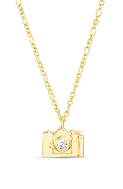 Nes Jewelry Crystal Luggage Tag Pendant Necklace In Gold