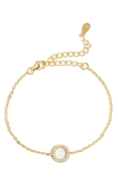 Sterling Forever Cz Open Circle Chain Bracelet In Gold