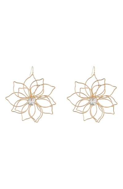 Tasha Crystal Flower Drop Earrings In Gold