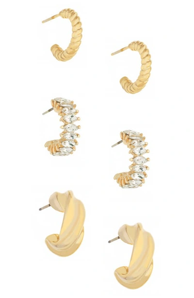 Ettika Mini Hoop 3-piece Earrings Set In Gold