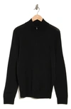 Nordstrom Rack Half-zip Merino Wool Sweater In Black Caviar