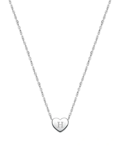 Tiny Blessings Kids' Children's Sterling Silver Mini Sliding Heart & Engraved Initial Girls' 12-14 Necklace In Silver - H