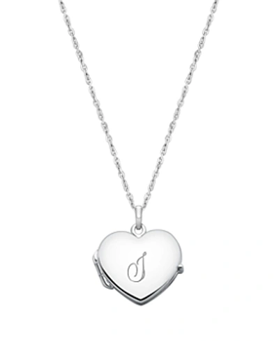 Tiny Blessings Girls' Sterling Silver Heart Locket & Engraved Initial 14-16 Necklace - Baby, Little Kid, Big Kid In Silver - J