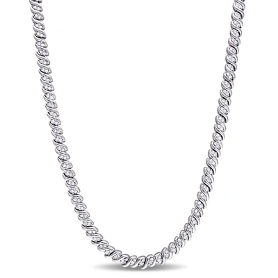 Mimi & Max 1ct Tdw Diamond Braided Necklace In Sterling Silver - 17 In In White