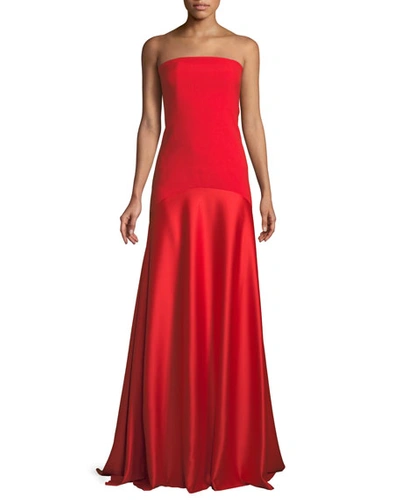 Solace London Allesandra Strapless Floor-length Formal Dress In Red