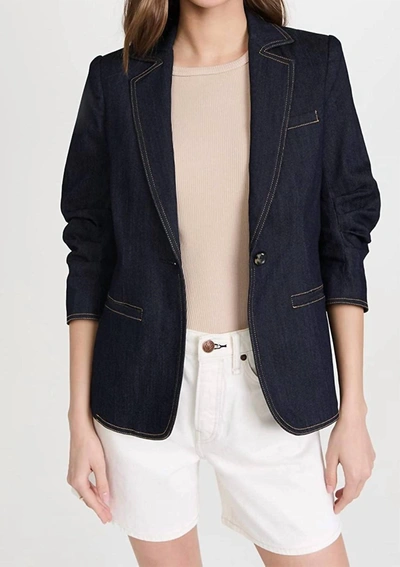 Cinq À Sept Women Khloe Single Button Stylish Sleeve Denim Blazer In Indigo In Multi