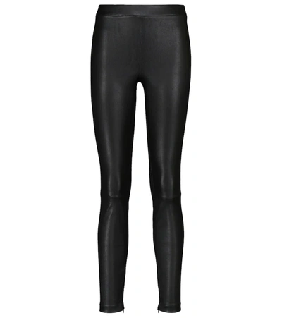 Vince Stitch-back Cropped Leather Leggings In Black