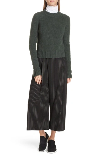 Vince Striped High-rise Cropped Culotte Pants In Black