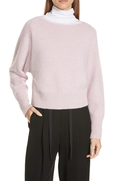 Vince Cropped Boat-neck Cashmere Sweater In Pink Champagne