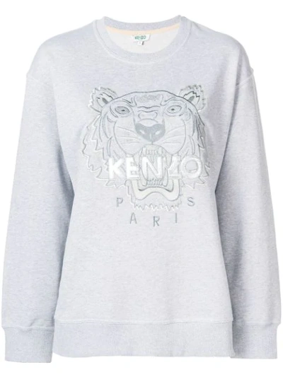 Kenzo Embroidered Tiger Logo Sweatshirt In Grey