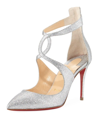 Christian Louboutin Rosas 85mm Red Sole Pumps In Silver