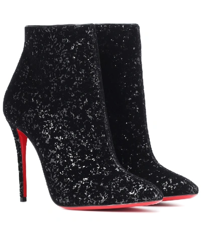 Christian Louboutin Eloise Glitter Velvet Red Sole Booties In Black