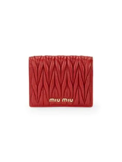 Miu Miu Matelassé Leather Bi-fold Wallet In Fuoco