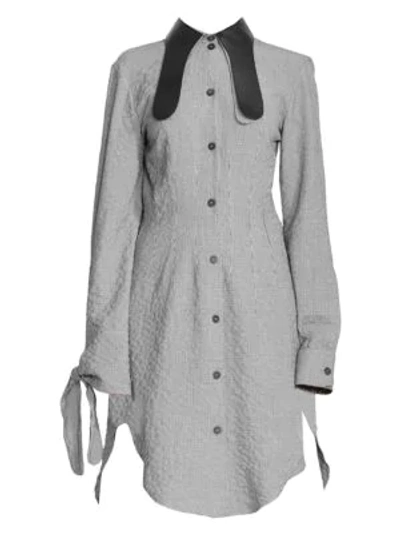 Loewe Collared Long Asymmetric Shirtdress In Black White