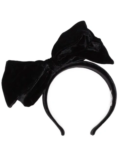 Miu Miu Bow-embellished Velvet Headband In Black