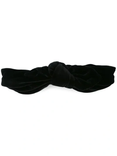 Maison Michel - Tali Knotted Velvet Headband - Womens - Black