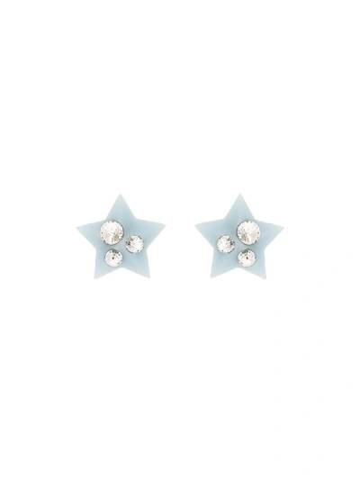 Miu Miu Crystal-embellished Plexiglass Clip-on Earrings In Blue