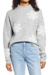 Caslon Snowflake Mock Neck Sweater In Grey Heather- Ivory Snowflake