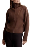 Varley Carmen Rib Knit Zip-up Cardigan In Cocoa Shell