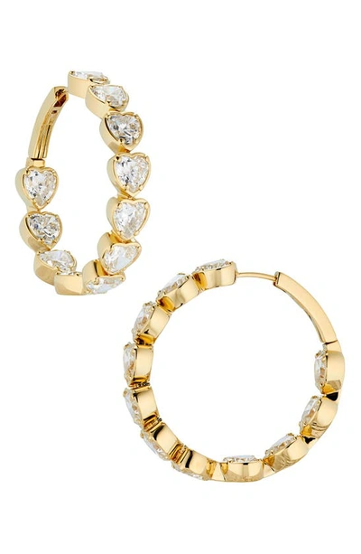 Nadri Heart Cubic Zirconia Inside Out Hoop Earrings In Gold