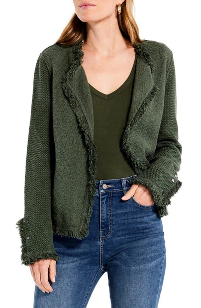 Nic + Zoe Fringe Mix Knit Jacket In Briar