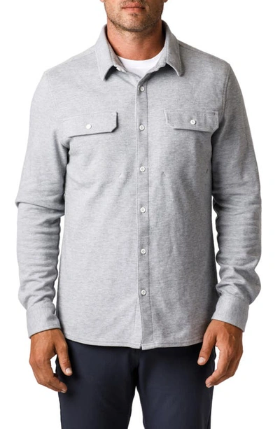 Western Rise Transit Knit Button-up Overshirt In Light Grey