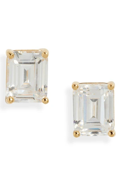 Nordstrom Emerald Cubic Zirconia Sterling Silver Stud Earrings In 14k Gold Plated