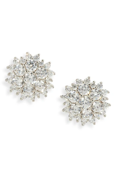 Nordstrom Cubic Zirconia Statement Cluster Stud Earrings In Platinum Plated