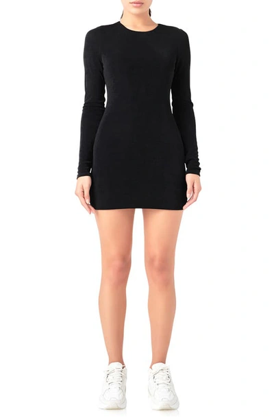 Grey Lab Long Sleeve Mini Sweater Dress In Black