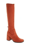 Jeffrey Campbell Hot Lava Knee High Stretch Boot In Orange Suede