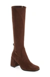 Jeffrey Campbell Hot Lava Knee High Stretch Boot In Dark Brown Suede