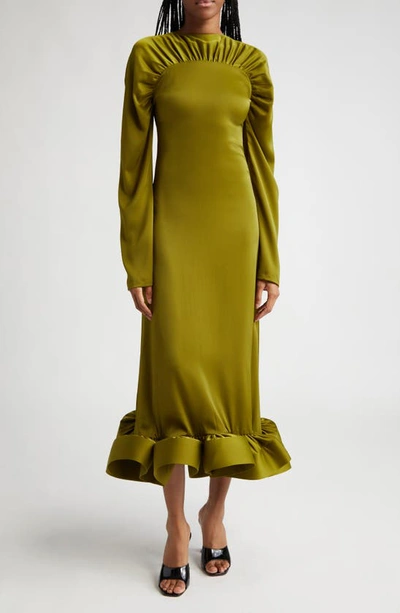 Oríré The Emy Long Sleeve Dress In Olive