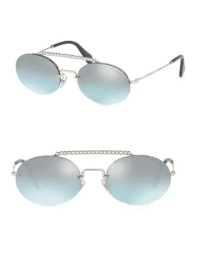 Miu Miu Round 54mm Aviator Sunglasses In Blue