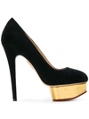 Charlotte Olympia Black Suede Platform Dolly Heels