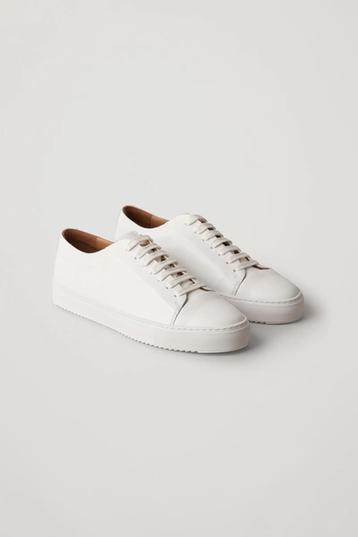 Cos Thick-soled Leather Sneakers In White