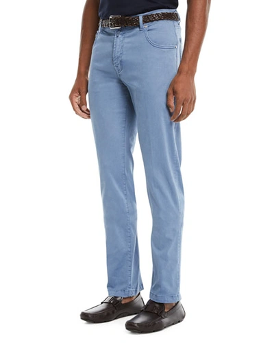 Kiton Men's Straight-leg Twill Pants In Blue