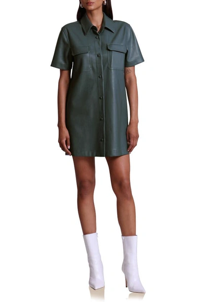 Avec Les Filles Faux Leather Collar Shift Dress In Spruce | ModeSens