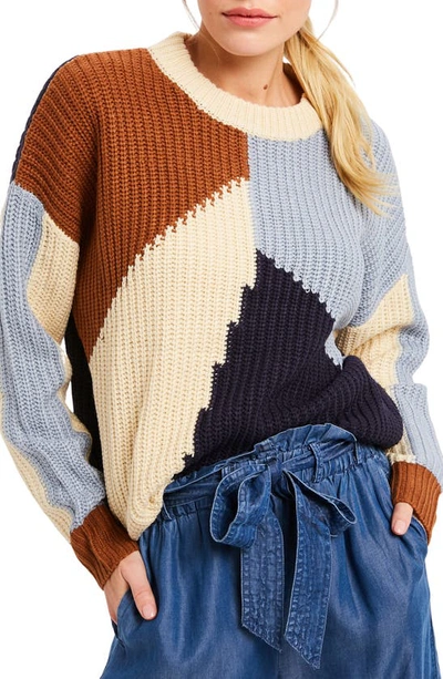 Wishlist Rib Colorblock Sweater In Navy Combo