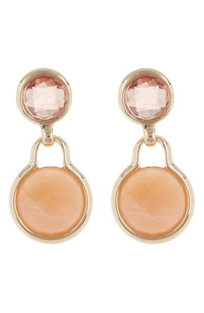 Anne Klein Double Drop Earrings In Gld/ Pnk Multi