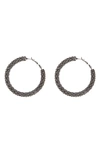 Tasha Textured Hoop Earrings In Gunmetal
