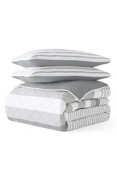 Ienjoy Home All Season Stripe King 3-piece Down Alternative Reversible Comforter Set In Light Gray
