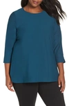 Eileen Fisher Washable Crepe Bracelet Tunic, Petite In Dark Jewel