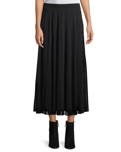 Fuzzi Full Tulle Skirt With Side Snaps In Black